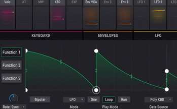 Arturia Pigments sound design - filter modulation with function 1 to 3 synth modulators